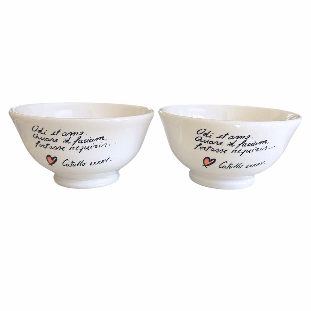 Quadrifoglio Ceramics Made in Italy Latin Quote Set of 2 Cereal Bowls